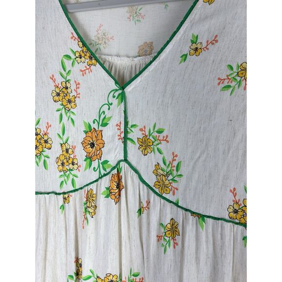 Anthropologie Fig & Flower Medium Linen Blend Midi Dress Floral Cottagecore - Picture 2 of 16